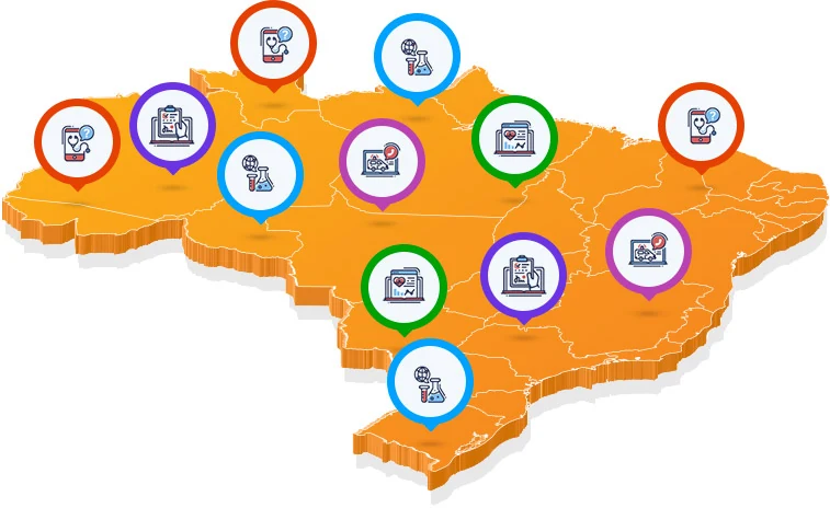 Mapa do Brasil representando a rede de benefícios